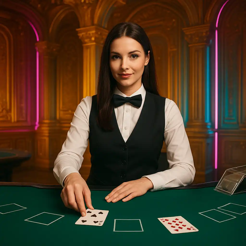 Table de casino live avec croupier en direct
