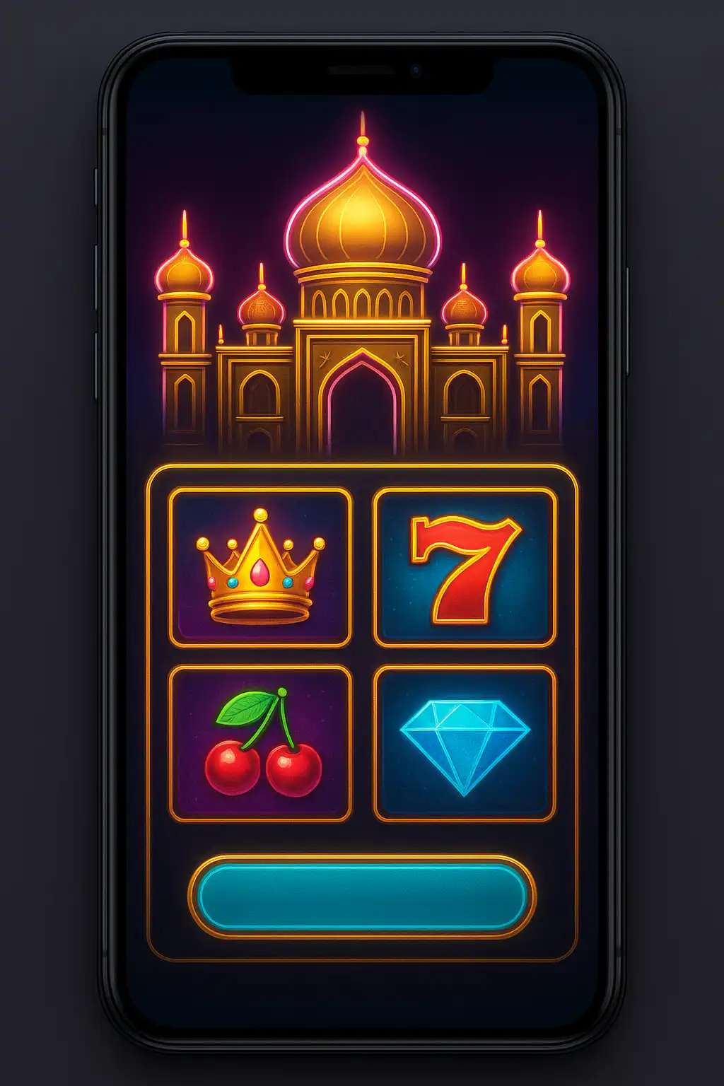 Interface mobile de Testbet affichant le lobby de jeux